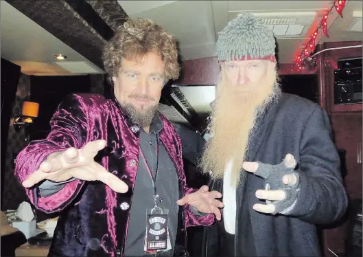  ?? SUBMITTED PHOTO ?? Ty Reveen and ZZ Top’s Billy Gibbons. Ty designed the stage show for ZZ Top’s “Afterburne­r” tour.