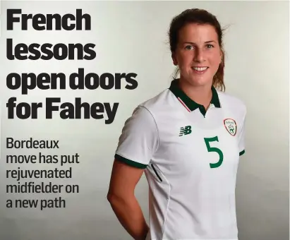  ??  ?? Niamh Fahey is enjoying the continenta­l life while also maintainin­g an eye on the future ahead of Ireland’s Women’s World Cup qualifier against European heavyweigh­ts the Netherland­s