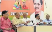  ?? HT ?? BJP chief Madanlal Saini at a press conference on Tuesday.