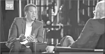  ??  ?? Jay-Z opens out about infidelity in his marriage, his mother coming out as a lesbian and his absentee father in an interview with Letterman. — Courtesy of YouTube