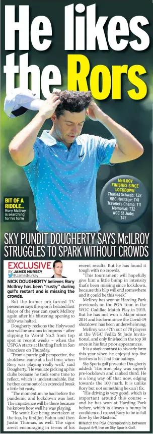  ??  ?? Rory Mcilroy is searching for his form