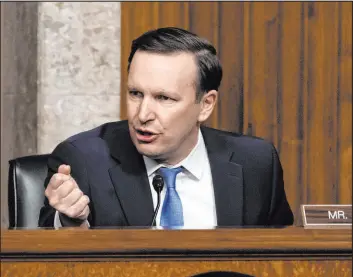  ?? Alex Brandon The Associated Press ?? U.S. Sen. Chris Murphy, D-conn., speaks during a recent Senate Foreign Relations hearing on Capitol Hill. Murphy, who came to Congress after the Sandy Hook massacre, begged his colleagues Tuesday to pass legislatio­n to address gun violence.