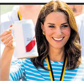  ??  ?? The Duchess of Cambridge raises a German beer stein in Heidelberg yesterday