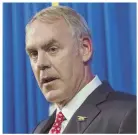  ??  ?? INTERIOR SECRETARY RYAN ZINKE