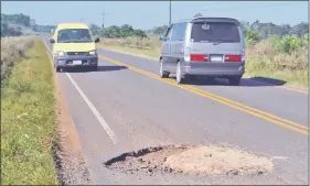  ??  ?? Además de baches, hay animales sueltos, en especial en la zona de Gral. Morínigo, Caazapá y Gral. Eugenio A. Garay; esta localidad ya en el Guairá.