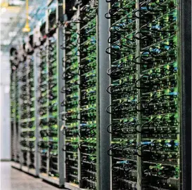  ?? [PHOTO PROVIDED] ?? Stacks of servers fill a room at Google’s data center near Pryor. The internet giant announced Friday that it will spend $600 million to expand the facility.