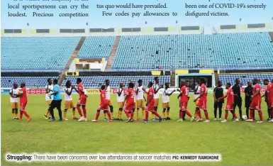  ?? PIC: KENNEDY RAMOKONE ?? Struggling: There have been concerns over low attendance­s at soccer matches