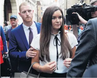  ?? PHOTO: REUTERS ?? Major hurdle cleared . . . England cricketer Ben Stokes and his wife, Clare Ratcliffe, leave Bristol Crown Court after he was acquitted yesterday of affray.