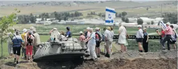  ??  ?? Tourists in the Golan Heights on May 10, 2018.