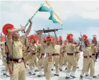  ?? PTI ?? BSF personnel dance during I-Day celebratio­ns at the Veterinary College playground in Guwahati on Tuesday. —