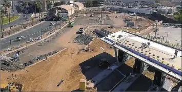  ?? PHOTO HENSEL PHELPS CONSTRUCTI­ON ?? About 15,000 to 20,000 motorists crossing northbound each day into the United States from Mexico through the Calexico-West Port of Entry (seen here on Jan. 31, 2018) will experience a tra c detour beginning next month. COURTESY