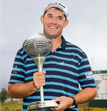  ?? Still going strong: ?? Veteran Padraig Harrington posing with the trophy after winning the Portugal Masters in Vilamoura, Portugal, on Sunday. —EPA