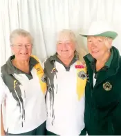  ?? ?? Right: Warragul Bowling Club women’s triples champions are (from left) Gabrielle Draisma, Janette Gallasch and Elsie Hefford.