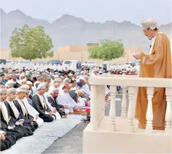  ?? — ONA ?? Eid prayers in the Wilayat of Khasab on Wednesday.