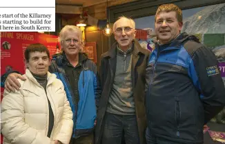  ?? ABOVE: LEFT: Piaras Kelly, Kerry Climbing and Organiser Killarney Mountain Festival and Maureen Hegarty, Chairperso­n Killarney Mountain Festival. ?? Esther Cronin, Cronin’s Yard and Tea Rooms, Tomas O’Sullivan, Musician and Guest Speaker, Padraig Treacy, Killarney Chamber of Tourism and Commerce, John Cronin, Cronin’s Yard and Tea Room.