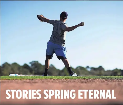  ?? DAVID GOLDMAN, AP ?? Rays pitcher Matt Andriese works out informally Sunday in Florida. Pitchers and catchers report this week.