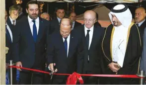  ??  ?? Lebanese President Michel Aoun inaugurati­ng the $25mn Lebanese National Library, funded by Qatar, in Beirut yesterday.