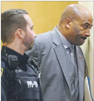  ?? CP PHOTO ?? Former Senator Don Meredith leaves a Senate committee in Ottawa on April 4. He’s no longer in the Senate, but the Senate ethics committee is still investigat­ing him.