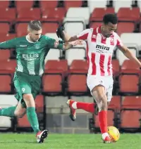  ??  ?? Manny Duku was back in Cheltenham colours last night