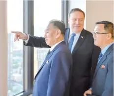  ?? — Reuters ?? US Secretary of State Mike Pompeo shows New York City landmarks to North Korean envoy Kim Yong Chol.
