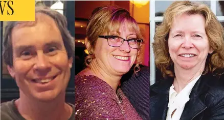  ??  ?? Bruce Thomlinson, 56, Judy Booth, 57, and Anja Van Beek, 65, died after an Ottawa transit double-decker bus collided with a shelter Friday.