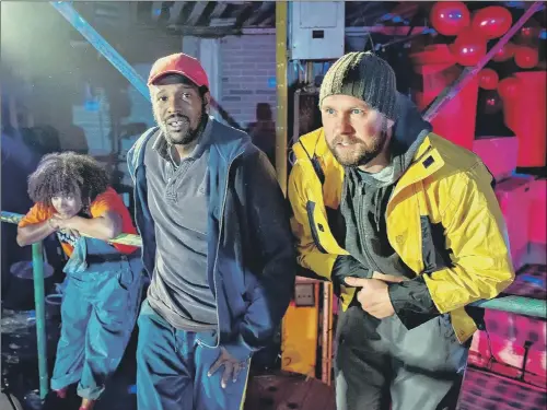  ?? PICTURE: ANTHONY ROBLING. ?? THEATRE IN THE WORKPLACE: Tayna Vital, Lladel Bryant and James Lewis perform in The Shed Crew.