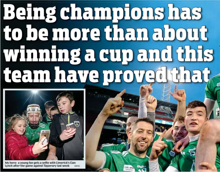  ?? INPHO ?? My hero: a young fan gets a selfie with Limerick’s Cian Lynch after the game against Tipperary last week
