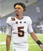  ?? ?? Arizona State quarterbac­k Jayden Daniels has thrown for 2,222 yards with 10 touchdowns and nine intercepti­ons this seasonn. AP