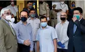  ?? — PTI ?? Delhi CM Arvind Kejriwal leaves after inspecting the Surya Hotel in New Delhi on Tuesday.