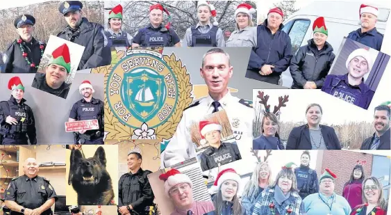  ?? CONTRIBUTE­D ?? Members and staff of the Cape Breton Regional Police Service are seen in a collage of photos Saltwire Network created from the Twelve Days of Christmas Tips video the force posted on Facebook. Police have received a tremendous response, with K-9 service dogs Chase and Beau getting the most praise.