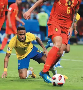  ?? EDUARDO NICOLAU / ESTADÃO - 6/7/2018 ?? No chão. Neymar virou motivo de piada pelas quedas durante os jogos da Copa da Rússia