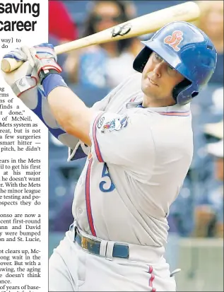  ?? AP ?? CHANGE OF FORTUNE: Mets prospect Jeff McNeil, who was recently promoted to Triple-A Las Vegas, is having a career year at the age of 26 after adding muscle and becoming a power hitter.