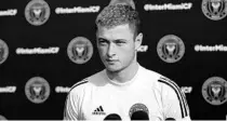  ?? EVA MARIE UZCATEGUI/AFP ?? Inter Miami CF player Matias Pellegrini talks to the media during a news conference in January.