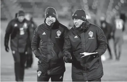  ??  ?? First-year Rapids coach Anthony Hudson, left, is eager to feel the warmth of support from his team’s fans. “Just dying to play at home (Saturday vs. Sporting Kansas City) in front of the home fans,” Hudson says. “I’m even more excited because I hear...