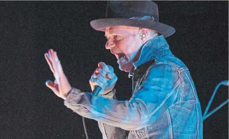  ?? ADRIAN WYLD THE CANADIAN PRESS ?? Gord Downie performs during “Secret Path,” at the National Arts Centre in 2016. His brothers have made a documentar­y which chronicles the last year of the Tragically Hip singer’s life.