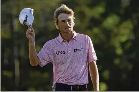  ?? DAVID J. PHILLIP / ASSOCIATED PRESS ?? Will Zalatoris tips his cap after putting on the 18th hole during the final round of the Masters on Sunday in Augusta, Ga.