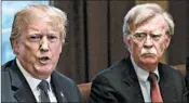  ?? RICKY CARIOTI/THE WASHINGTON POST ?? John Bolton, right, indicated no easing of sanctions would happen until North Korea committed to denucleari­zation.