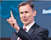  ?? ?? Jeremy Hunt delivering his speech at Bloomberg in London