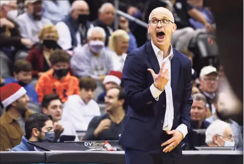  ?? Rich Schultz / Getty Images ?? UConn coach Dan Hurley says the Huskies are ready to face Seton Hall on Saturday after a lengthy COVID-19 pause.