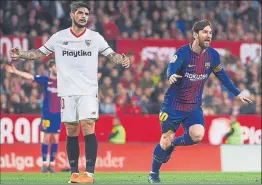  ?? FOTO: GETTY ?? Banega no da crédito al último gol de Messi en el Sánchez Pizjuán