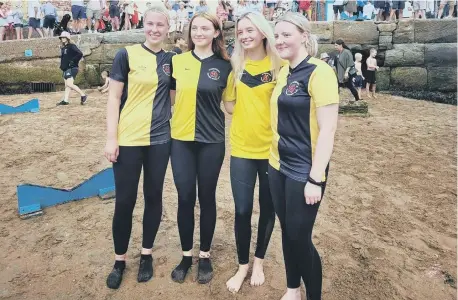  ?? ?? From left, Scarboroug­h ARC’s Evie Henshaw, Holly Beedham, Yasmin Firth and Matilda Wallace won the U18s and were third in the Girls U23s