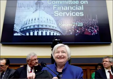  ?? AP/SUSAN WALSH ?? Federal Reserve Chairman Janet Yellen told lawmakers Wednesday that the Fed would adjust the pace of its interest rate increases to match the health of the economy.