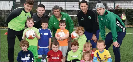  ??  ?? Young soccer players with coaches Matt Keane, Roman Carton, Francis Quirke, Pa McGrath and Brian Spillane at the Killarney Celtic Tiny Tots Soccer and continues for a number of weeks on Saturday’s at 3pm at Celtic Park, Killarney. Photo by Michelle Cooper Galvin