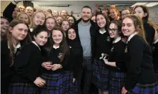  ??  ?? Jack Reynor with pupils from St Raphaela’s in Stillorgan