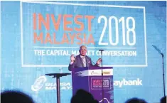  ??  ?? Najib delivering his opening remarks at Invest Malaysia 2018 in Kuala Lumpur yesterday.