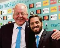  ?? AFP PIC ?? World Rugby chairman Bill Beaumont (left) and deputy chairman Agustin Pichot pose during a press conference following the 2019 Japan Rugby world cup pool draw on May 10, 2017.