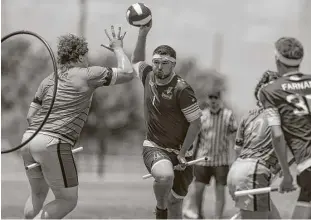  ?? Michael Ciaglo / Houston Chronicle ?? Twelve teams from around the country are participat­ing in the Major League Quidditch national tournament in League City. The title game is today.