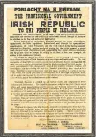  ??  ?? The framed Proclamati­on of the Irish Republic under the hammer, one of very few known to be left in existence