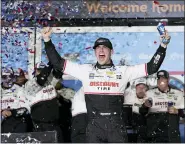  ?? JOHN RAOUX — THE ASSOCIATED PRESS ?? Austin Cindric celebrates in Victory Lane after winning the NASCAR Daytona 500auto race at Daytona Internatio­nal Speedway, Sunday, Feb. 20, 2022, in Daytona Beach, Fla.