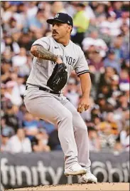  ?? Quinn Harris / Getty Images ?? Yankees pitcher Nestor Cortes delivers against the White Sox on Sunday in Chicago.